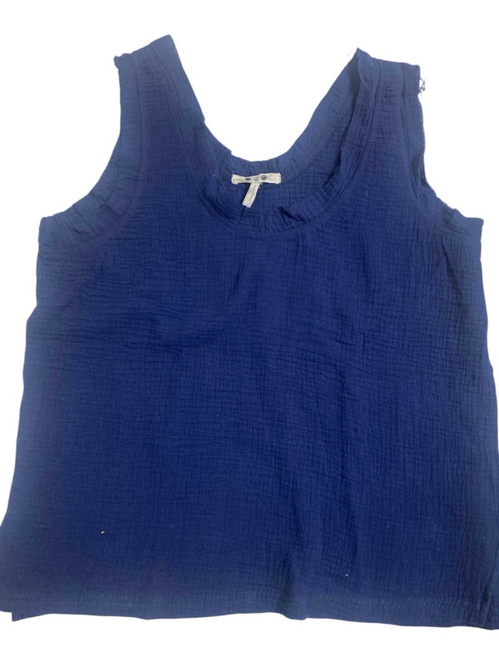 Three Dots Navy Sleeveless Gauze Tank Top